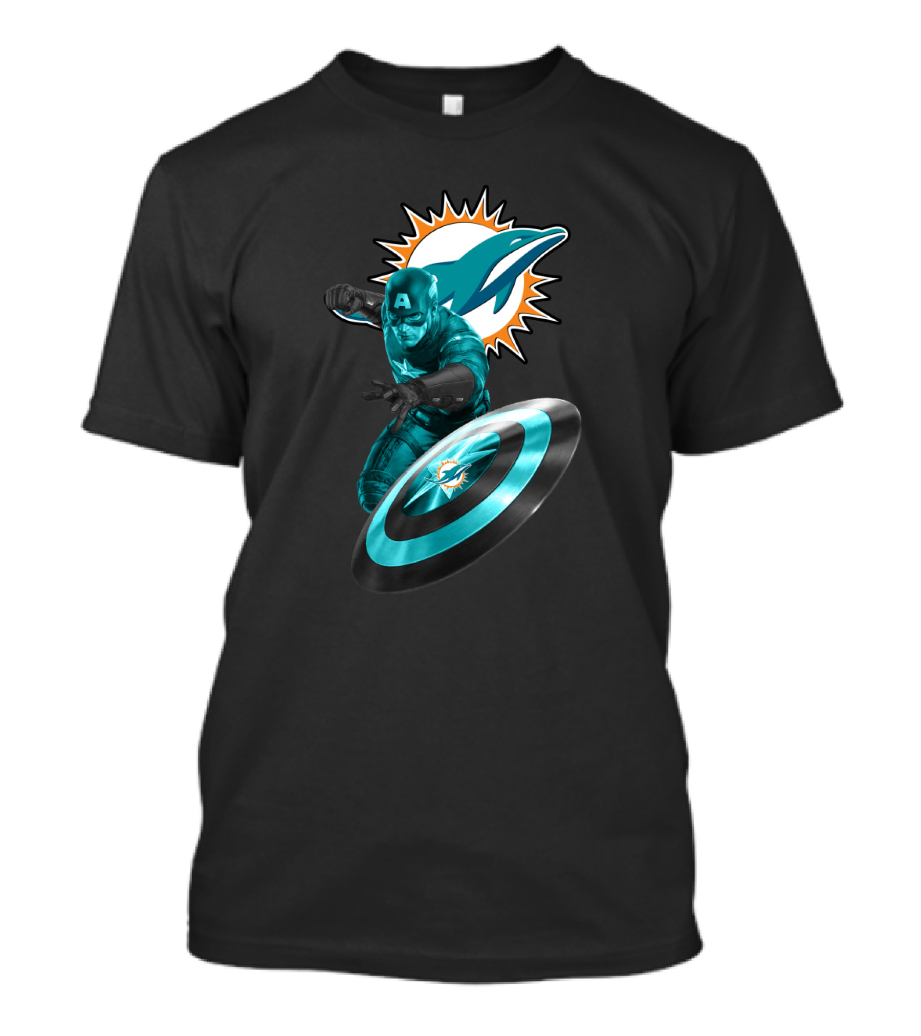 Miami Dolphins Captain America Crossover Fan Merchandise T-Shirt