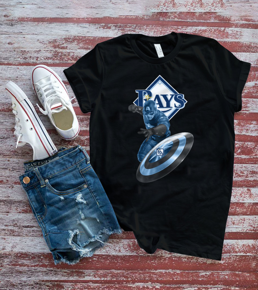 Tampa Bay Rays Marvel Captain America Collaboration With Shield T-Shirt