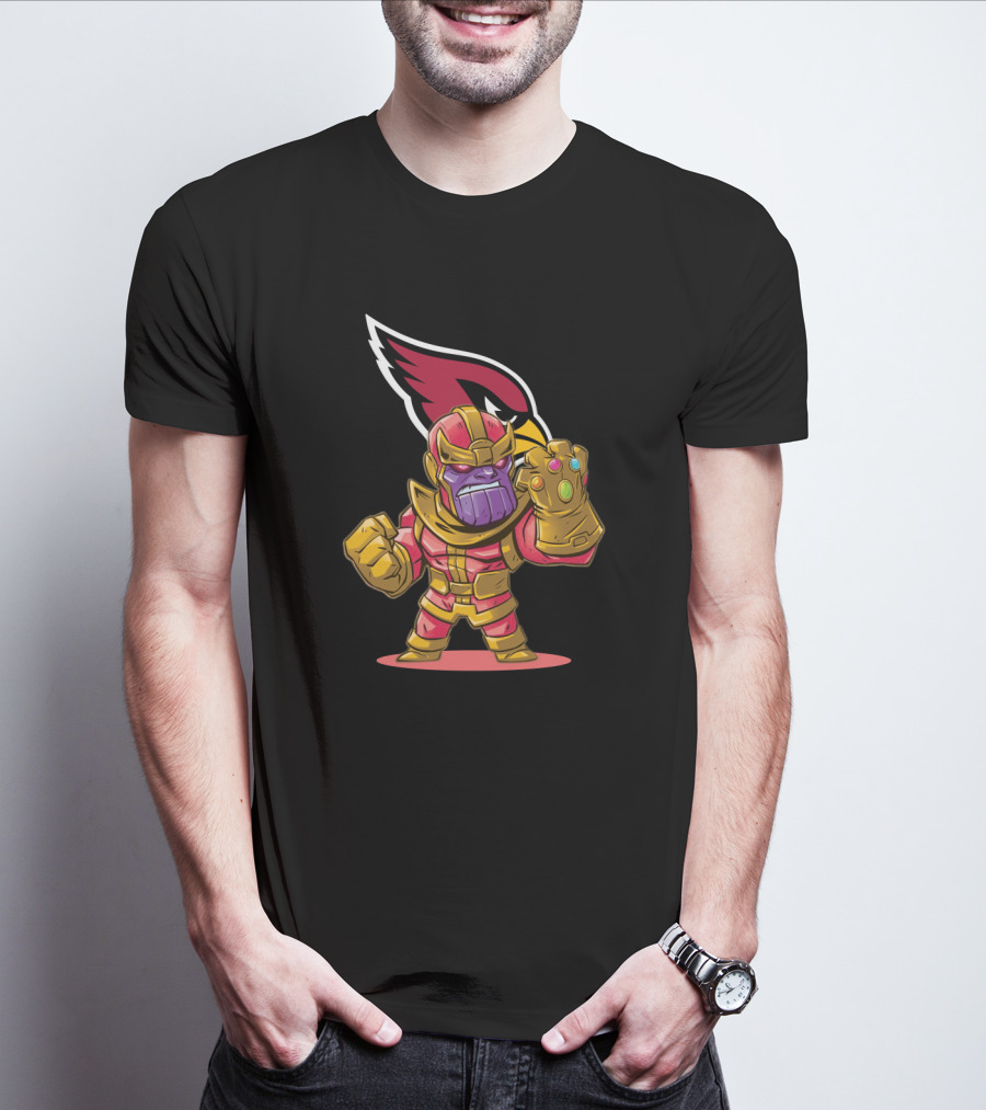 Thanos With Infinity Gauntlet And Arizona Cardinals Logo Combo T-Shirt