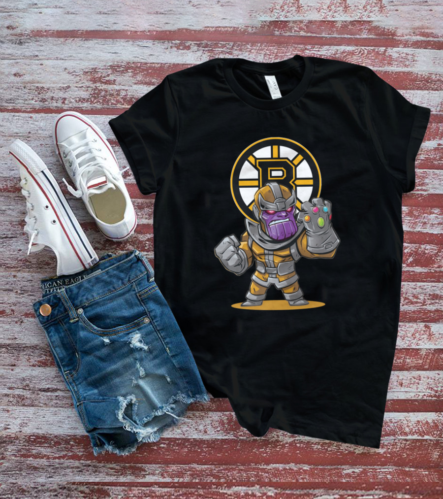 Thanos Boston Bruins Fans Infinity Gauntlet Crossover T-Shirt