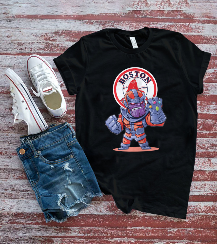 Thanos Boston Red Sox Infinity Gauntlet Mashup T-Shirt
