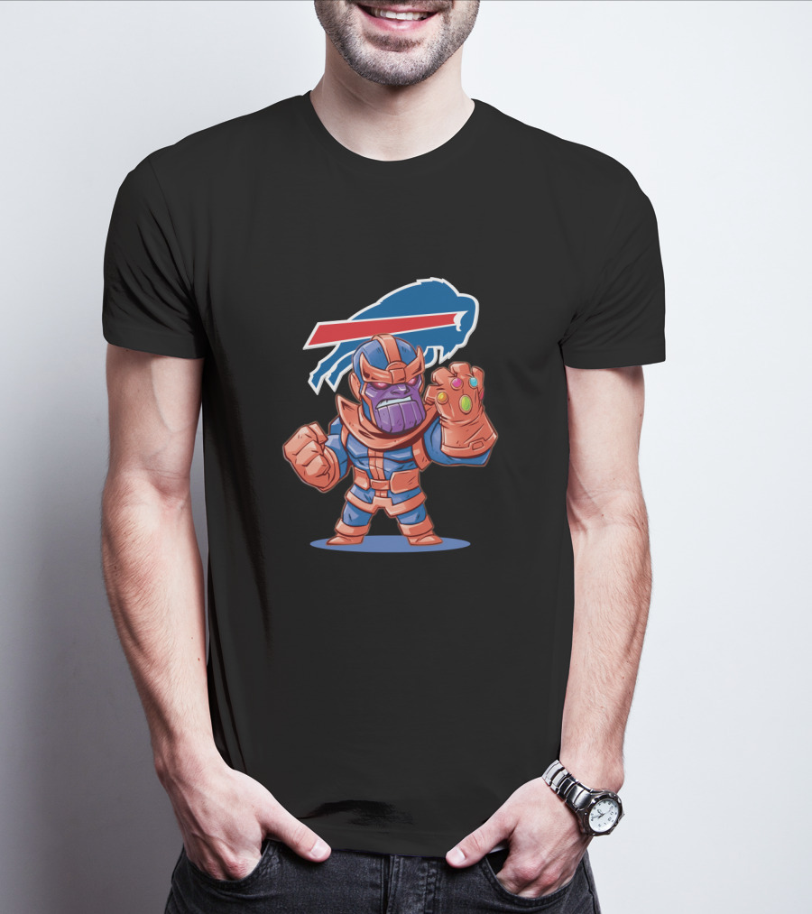 Thanos With Buffalo Bills Logo Fandom Fusion T-Shirt