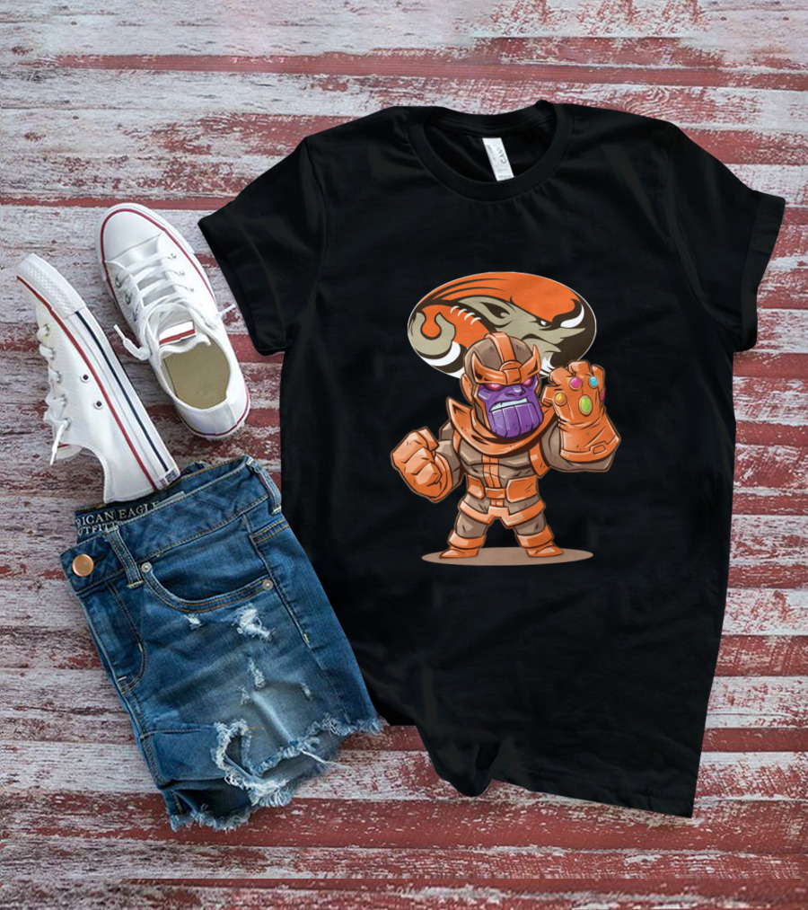 Thanos Infinity Gauntlet Cleveland Browns Fan Crossover T-Shirt