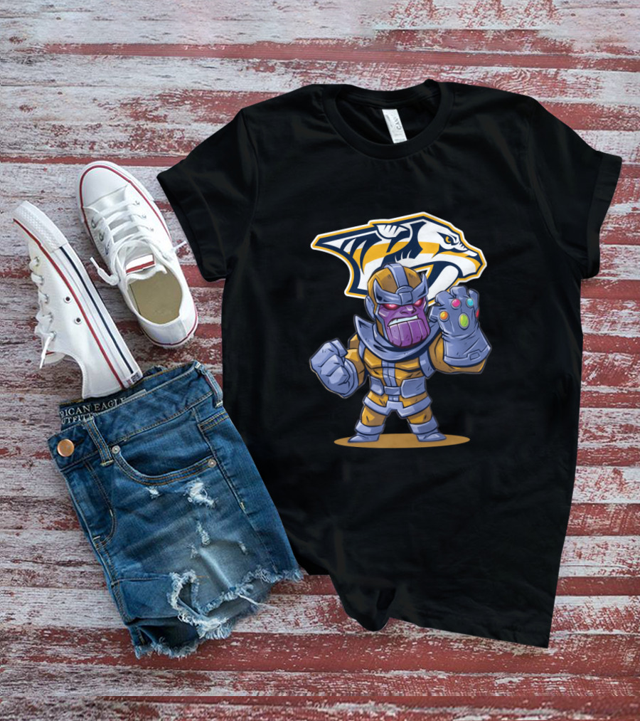 Thanos Nashville Predators Logo Infinity Gauntlet T-Shirt
