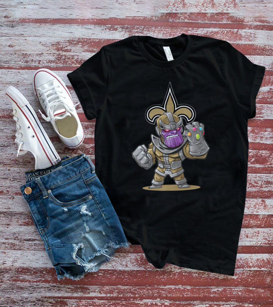 Thanos New Orleans Saints Fans Infinity Gauntlet Fleur-De-Lis T-Shirt