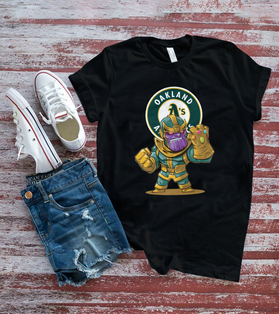 Oakland Athletics Thanos Mashup Infinity Gauntlet Baseball Fans T-Shirt