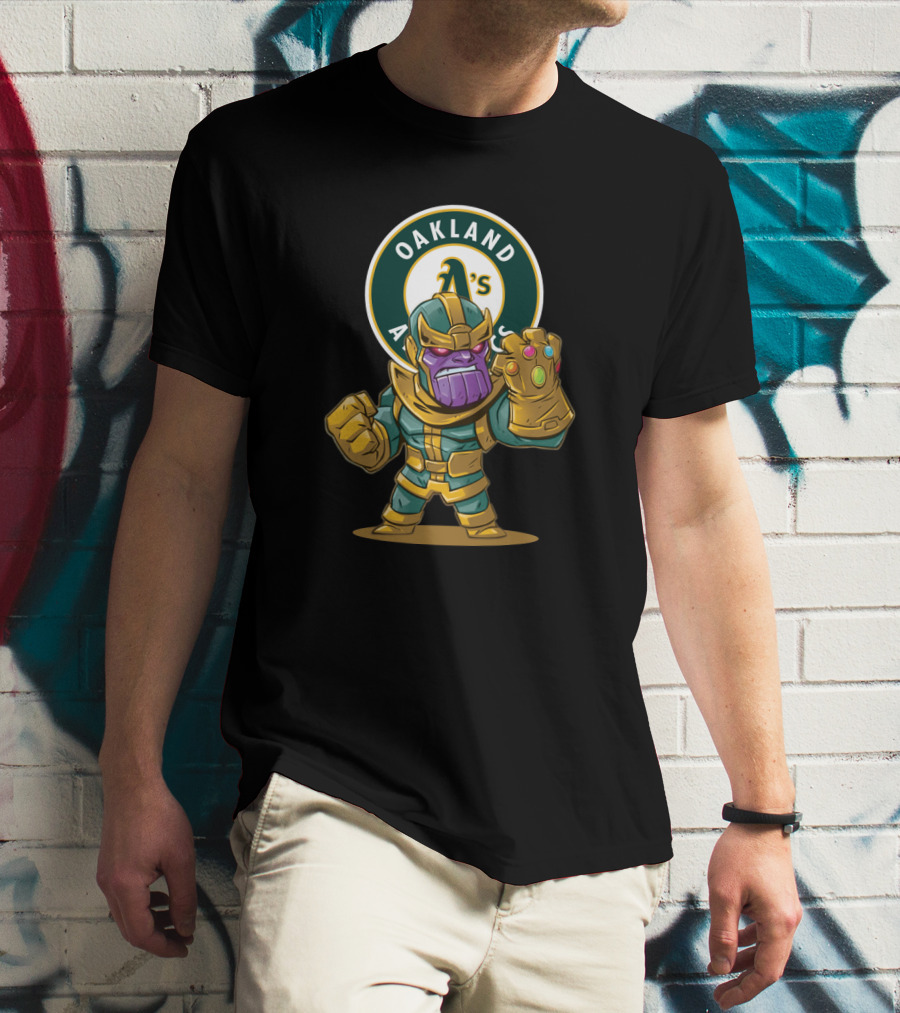 Oakland Athletics Thanos Mashup Infinity Gauntlet Baseball Fans T-Shirt