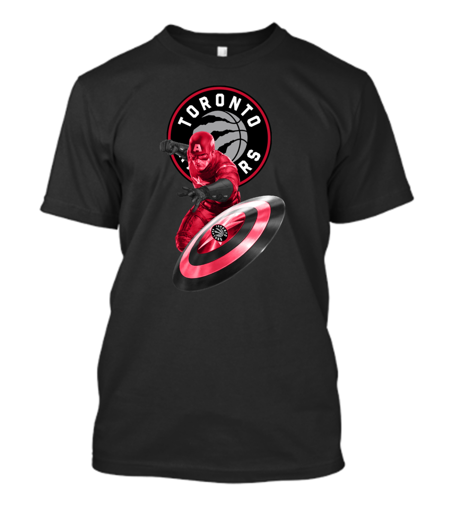 Toronto Raptors Captain America Shield Fan Crossover T-Shirt