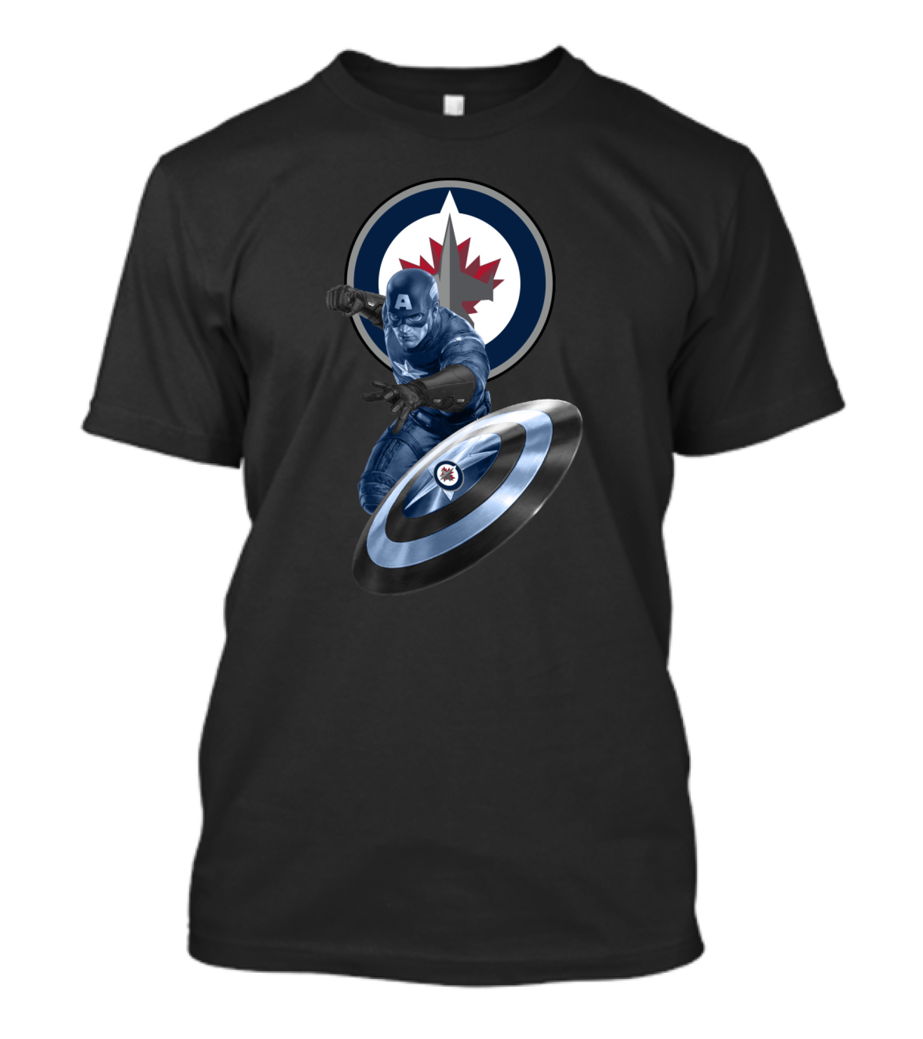 Winnipeg Jets And Captain America Crossover Logo With Iconic Shield T-Shirt