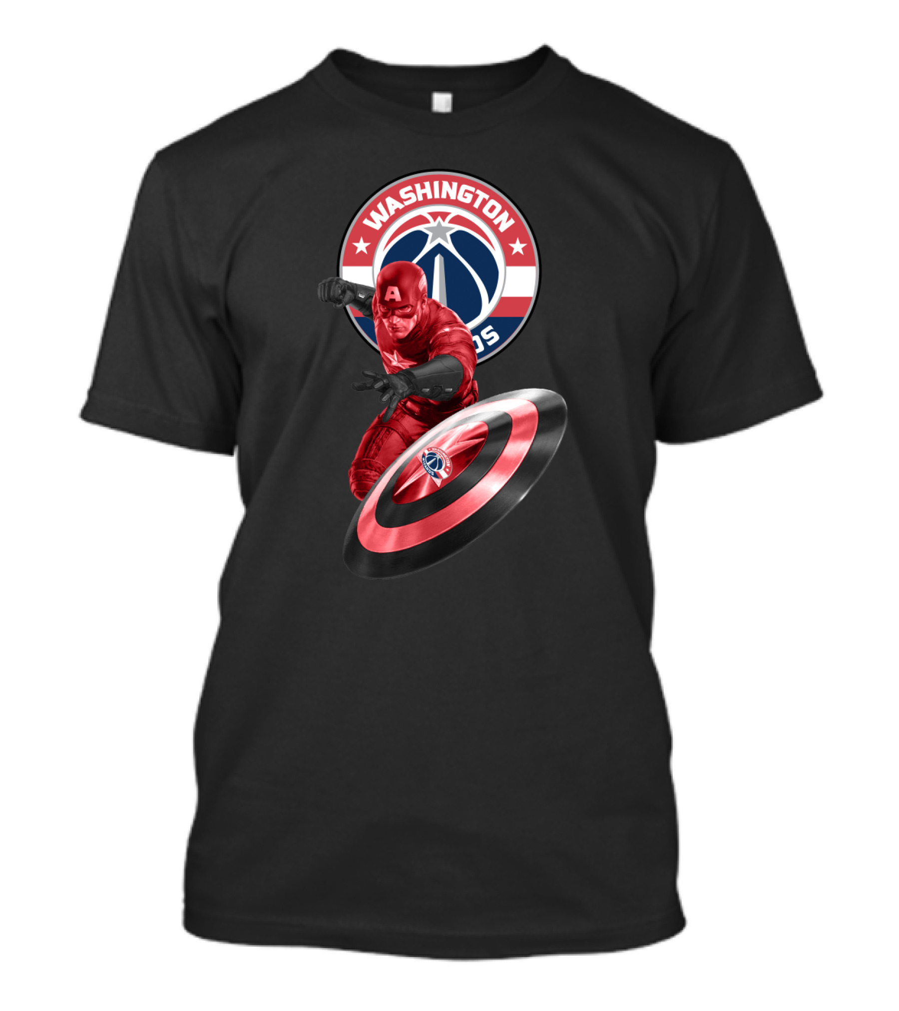 Washington Wizards Captain America Crossover Logo Shield T-Shirt