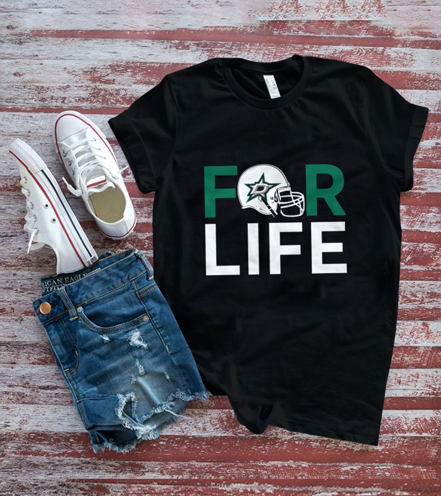 Dallas Stars For Life Helmet Logo Iconic Fan Support T-Shirt