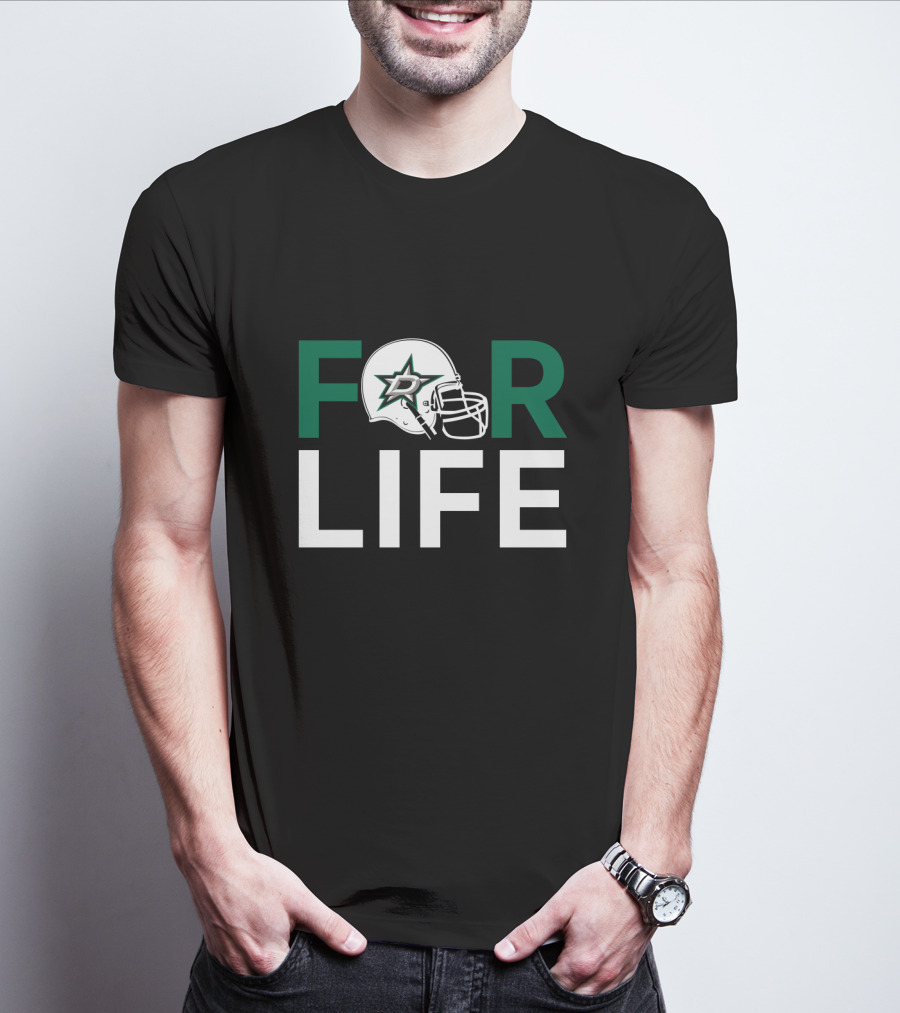 Dallas Stars For Life Helmet Logo Iconic Fan Support T-Shirt