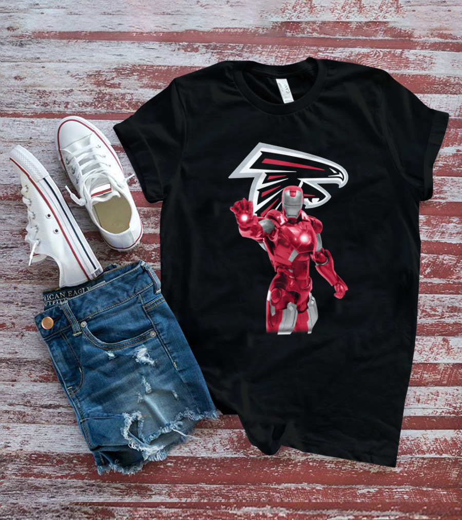 Iron Man Atlanta Falcons Fan Gear Marvel Crossover T-Shirt
