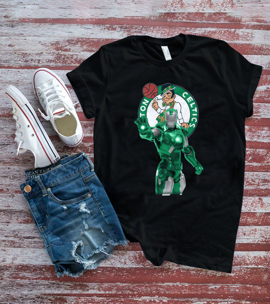 Iron Man Celtics Fans Basketball Fusion T-Shirt