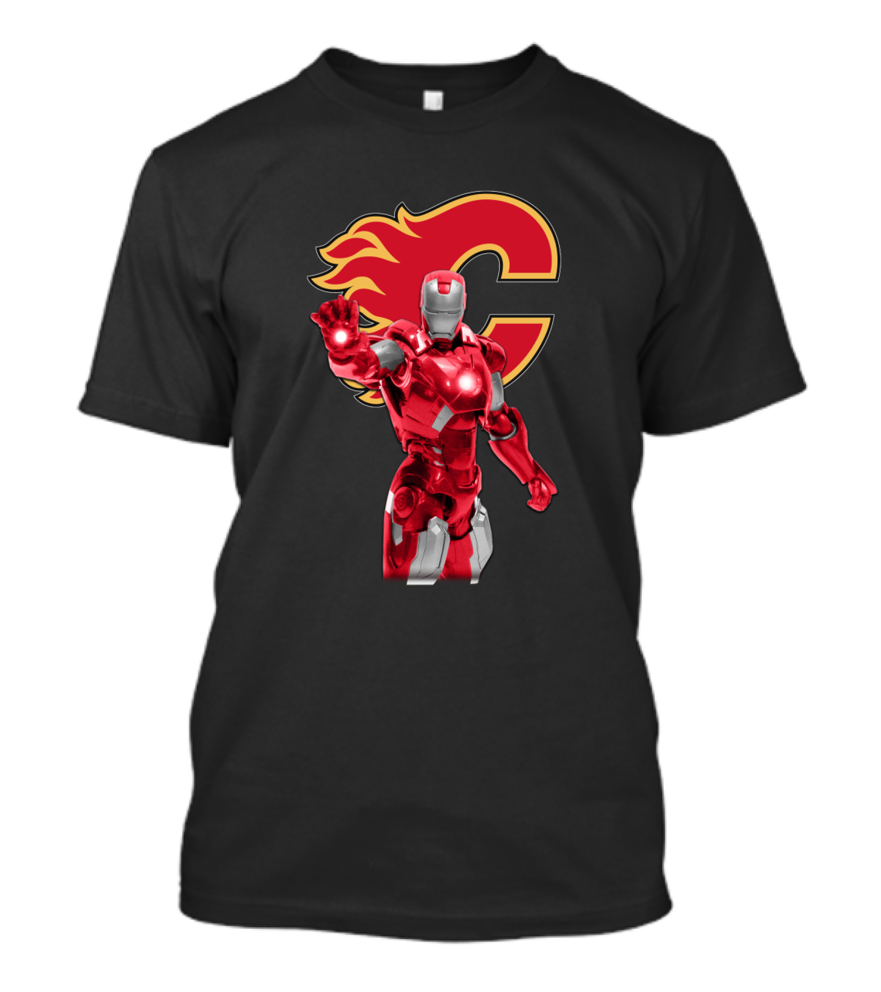 Iron Man Marvel Calgary Flames Nhl Crossover T-Shirt