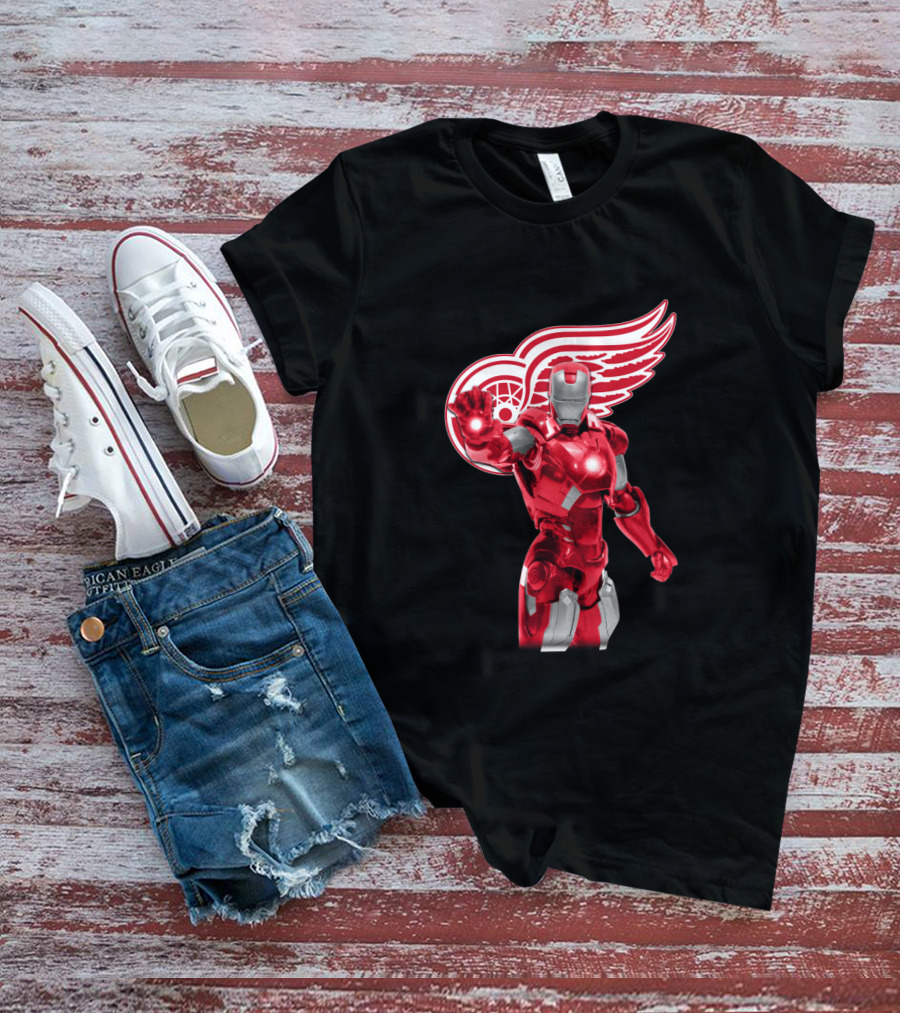 Iron Man Detroit Red Wings Crossover Marvel NHL Collaboration T-Shirt