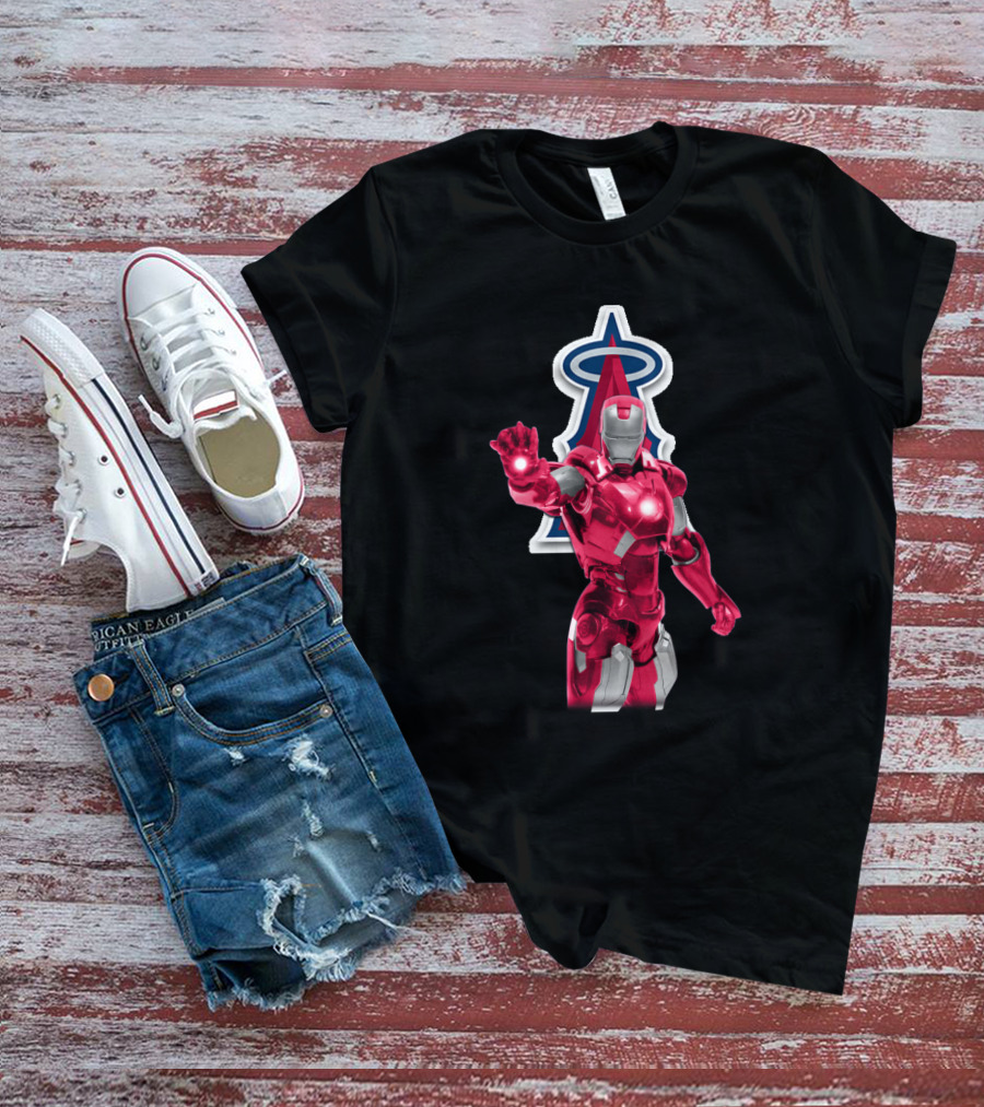 Iron Man Los Angeles Angels MLB Marvel Crossover Hero Fusion T-Shirt