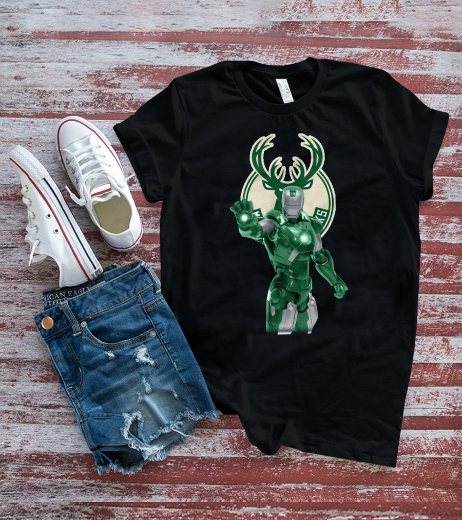 Iron Man Milwaukee Bucks Marvel Crossover Fan T-Shirt