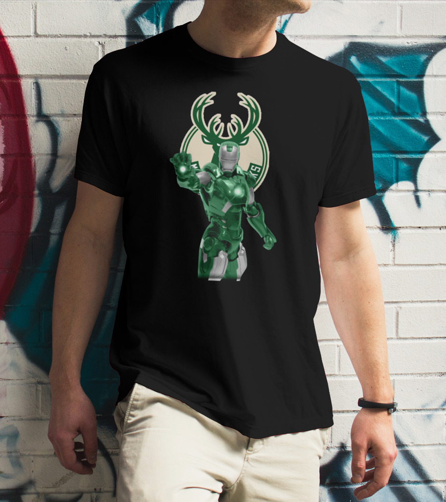 Iron Man Milwaukee Bucks Marvel Crossover Fan T-Shirt