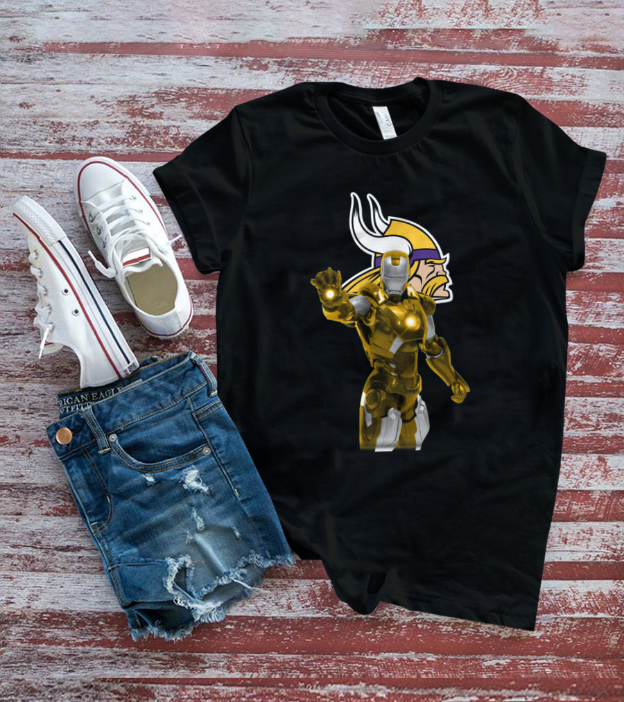 Iron Man Meets Minnesota Vikings Enthusiast Crossover T-Shirt