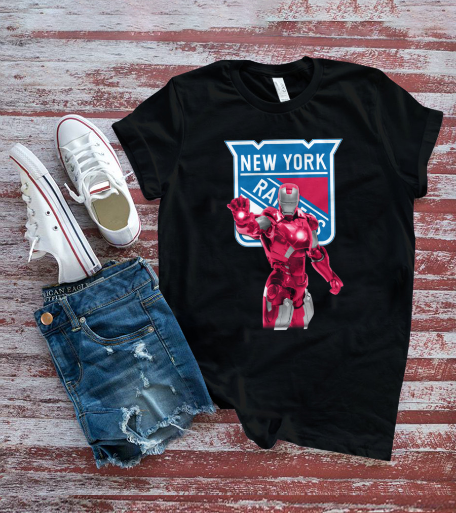 Iron Man Marvel New York Rangers Crossover With Iconic Hockey T-Shirt