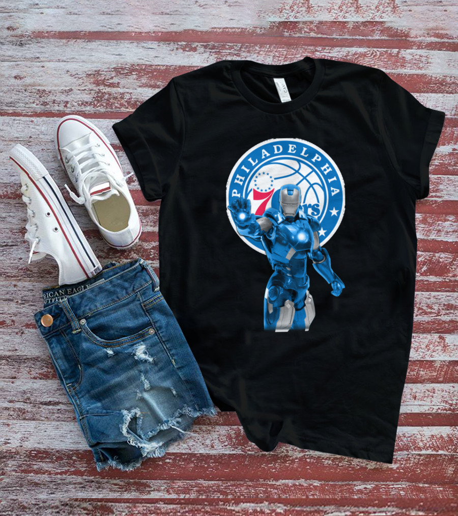 Iron Man Philadelphia 76ers Basketball Crossover Fans T-Shirt