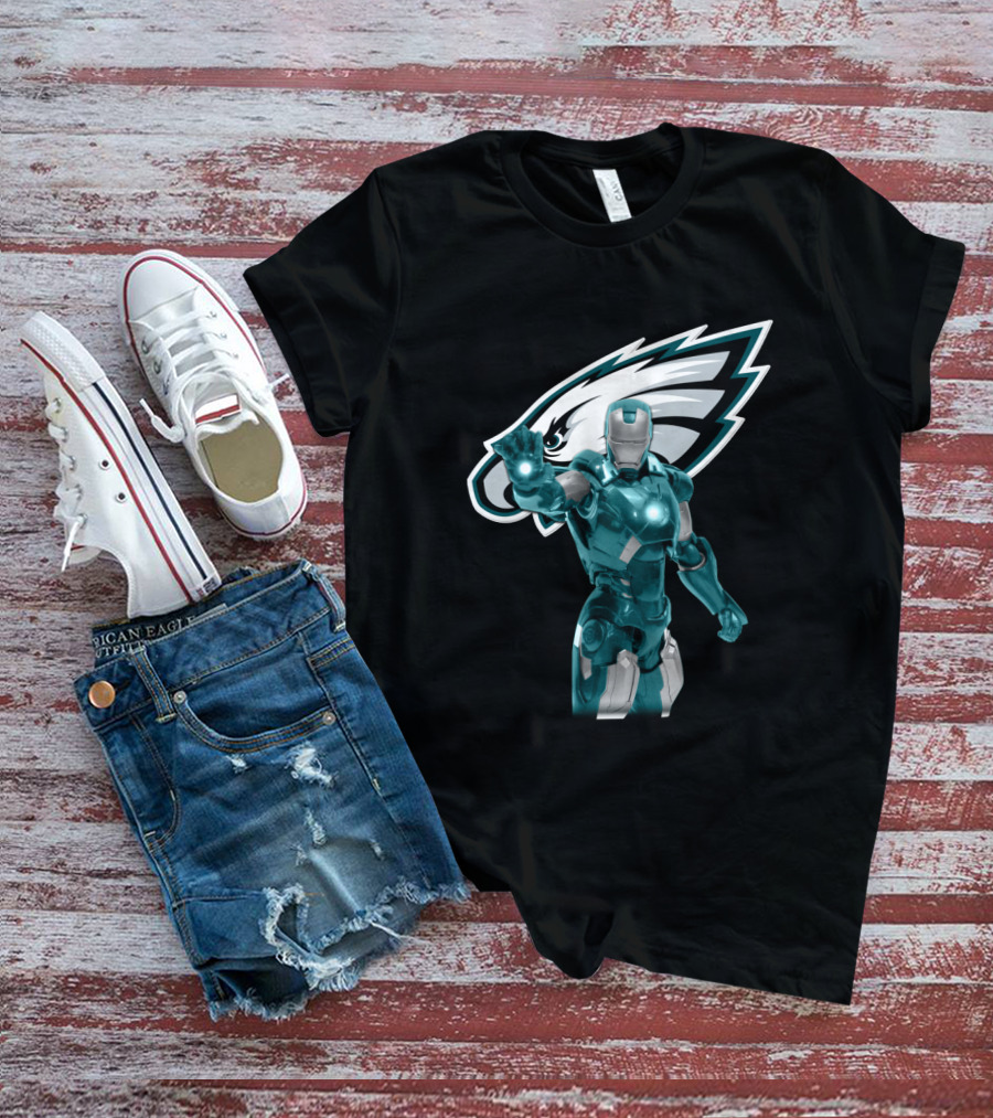 Iron Man Philadelphia Eagles Fans Marvel Team Crossover T-Shirt