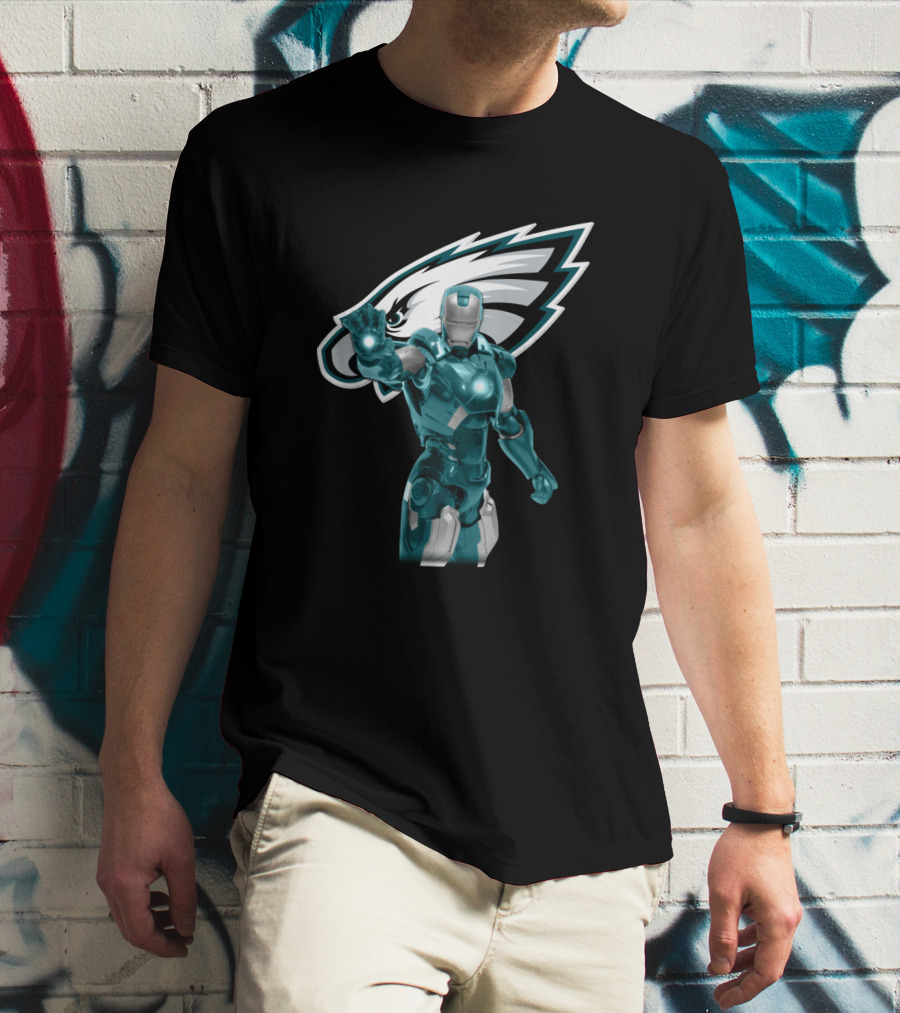 Iron Man Philadelphia Eagles Fans Marvel Team Crossover T-Shirt