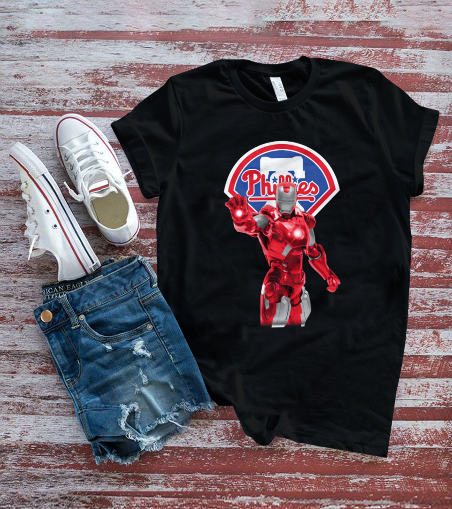 Philadelphia Phillies Iron Man Crossover MLB Superhero Fusion T-Shirt