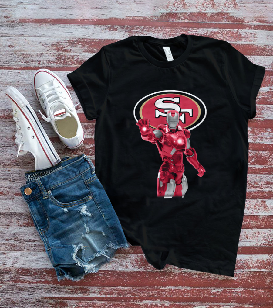San Francisco 49ers Iron Man Nfl Marvel Crossover Fan T-Shirt