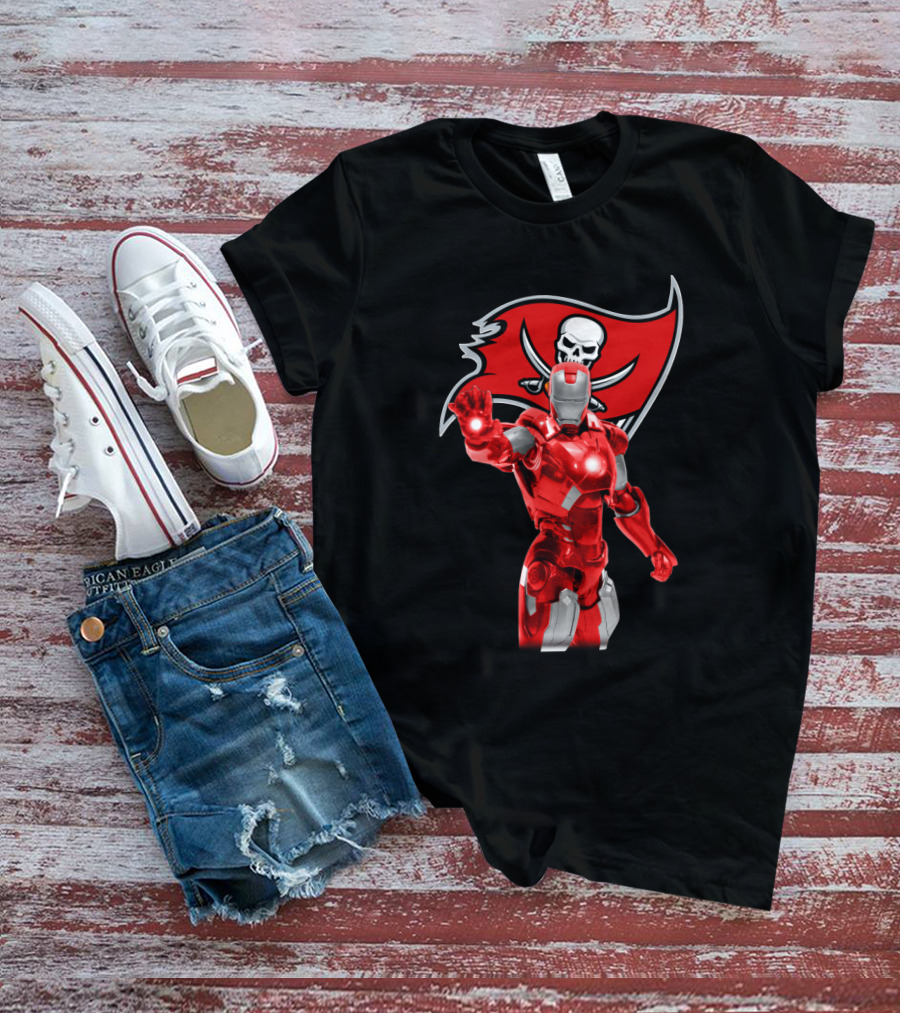 Iron Man Buccaneers Fans Tampa Bay Crossover Marvel Football Enthusiasts T-Shirt