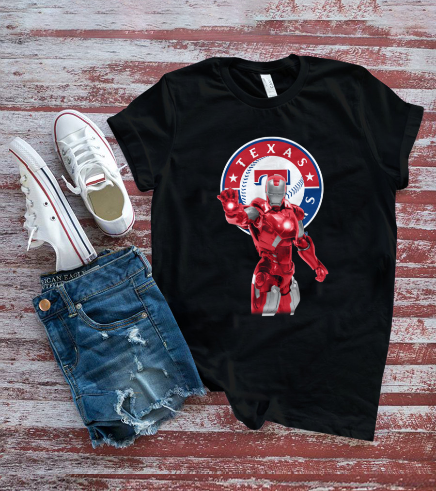 Texas Rangers Iron Man Baseball Fusion T-Shirt