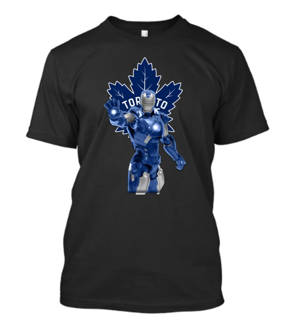 Iron Man Blue Armor Toronto Maple Leafs NHL Collaboration T-Shirt