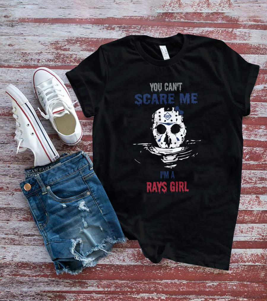 You Can't Scare Me I'm A Rays Girl Jason Voorhees Mask With Tampa Bay Rays T-Shirt
