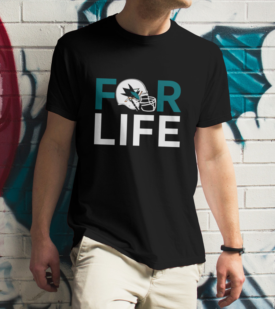 San Jose Sharks Logo Helmet For Life T-Shirt