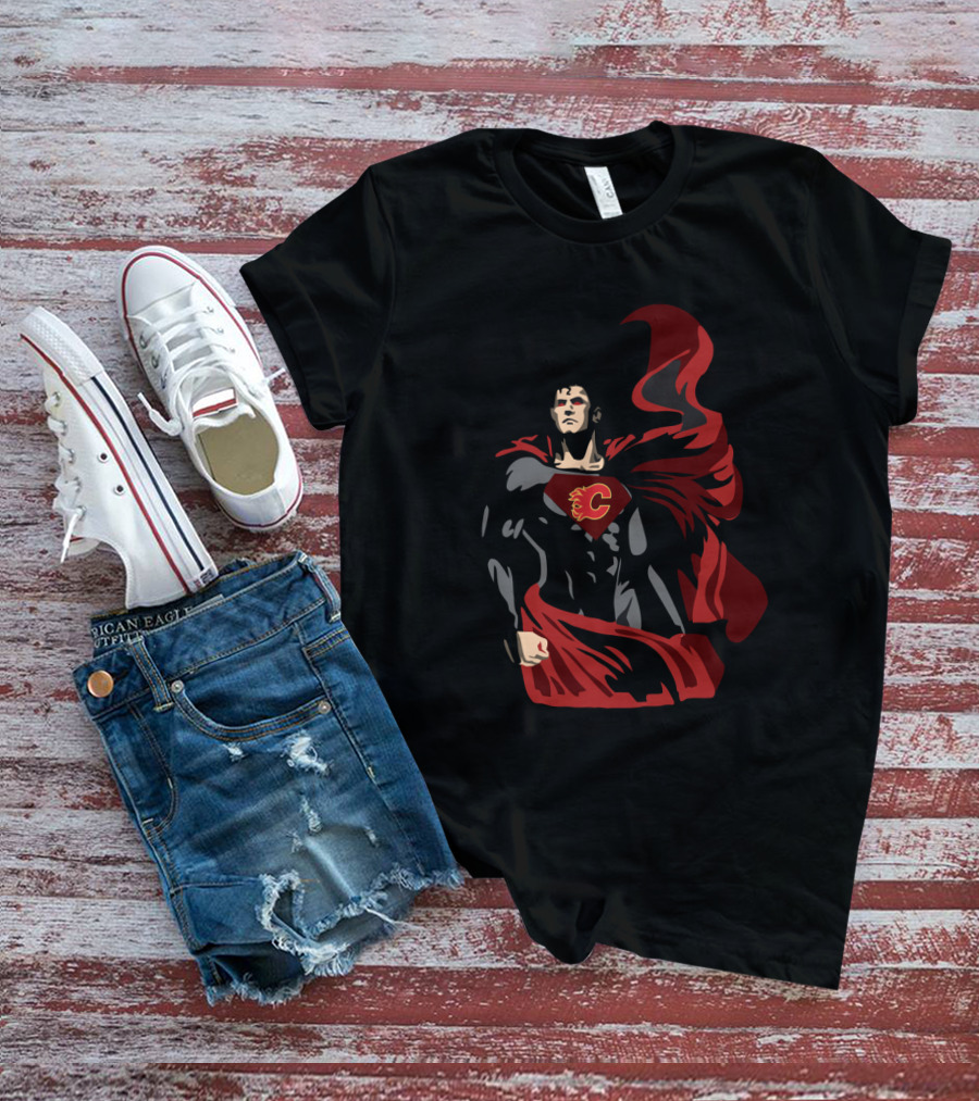 Superman Calgary Flames Crossover For Fans T-Shirt