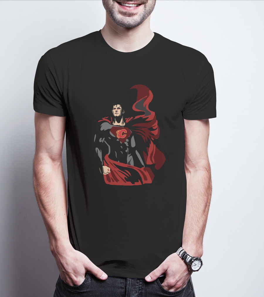 Superman Calgary Flames Crossover For Fans T-Shirt