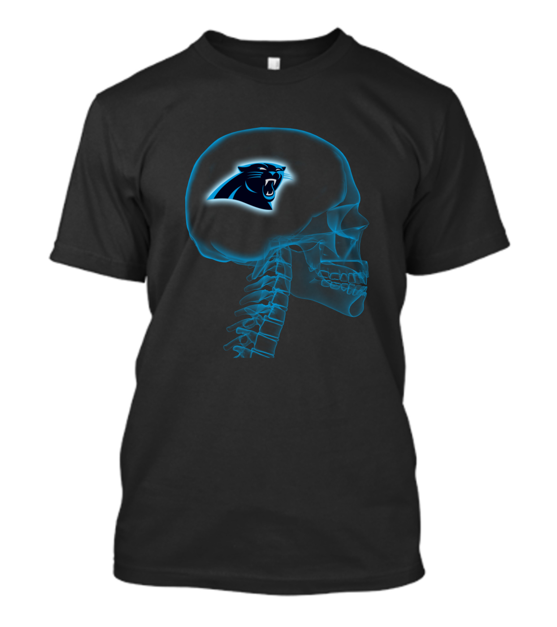 Carolina Panthers Skull Brain Halloween Theme T-Shirt
