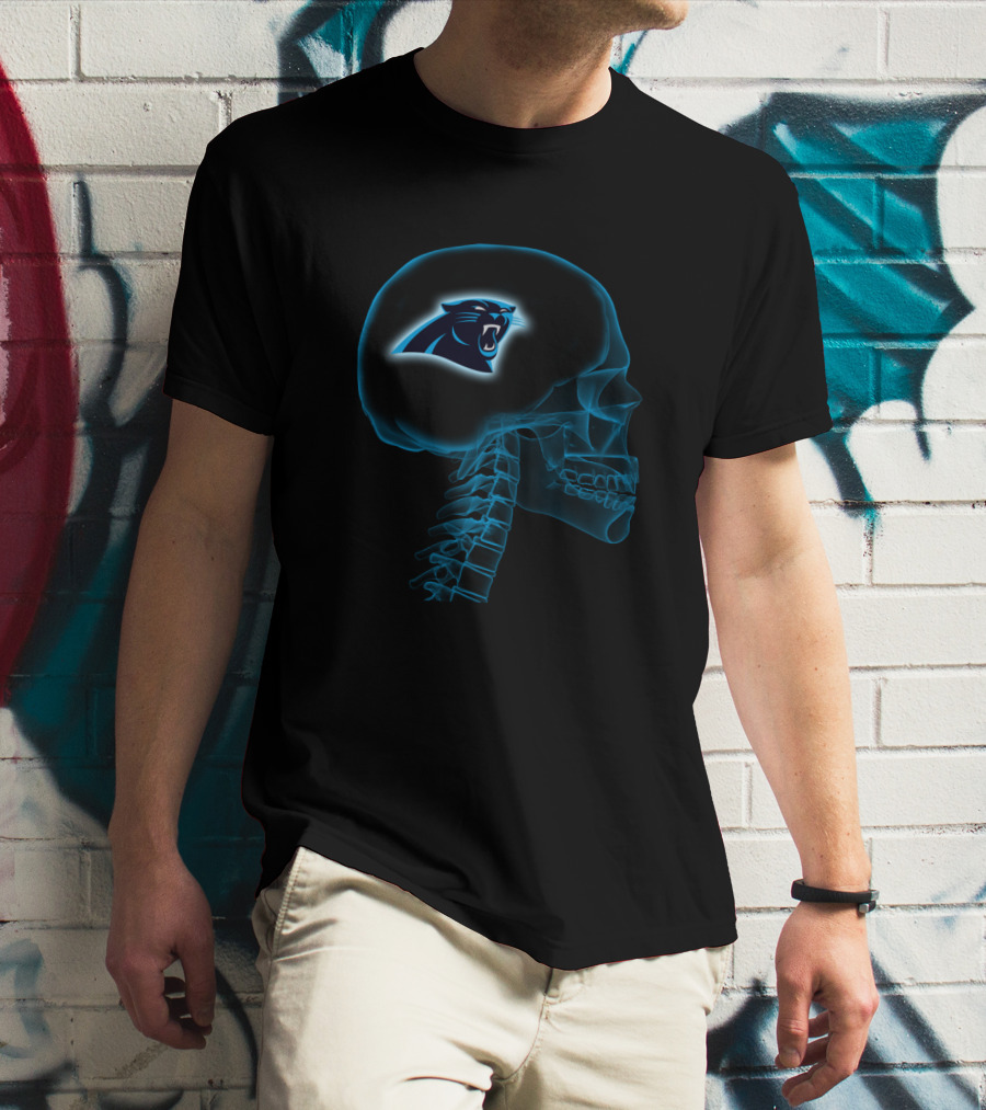 Carolina Panthers Skull Brain Halloween Theme T-Shirt