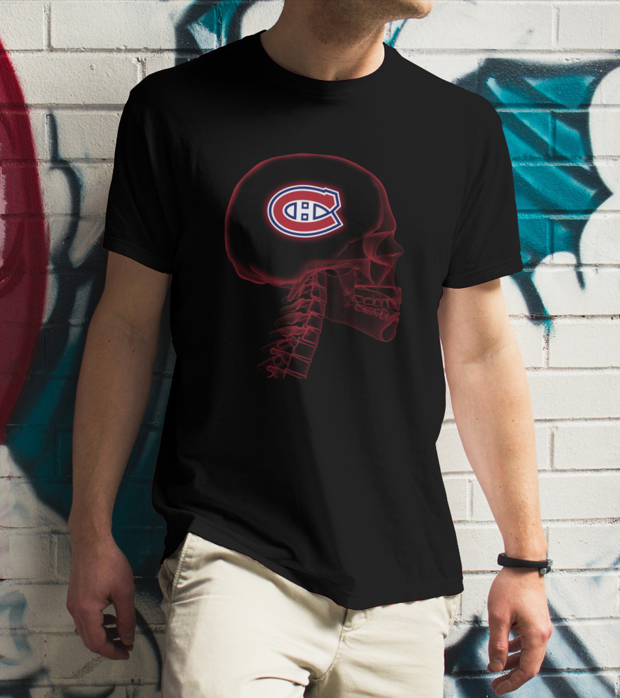 Montreal Canadiens Skull Logo Brain Halloween T-Shirt