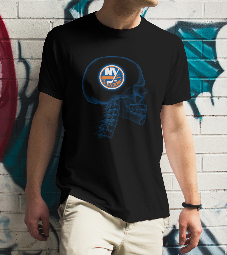 New York Islanders In My Brain Halloween Skull T-Shirt