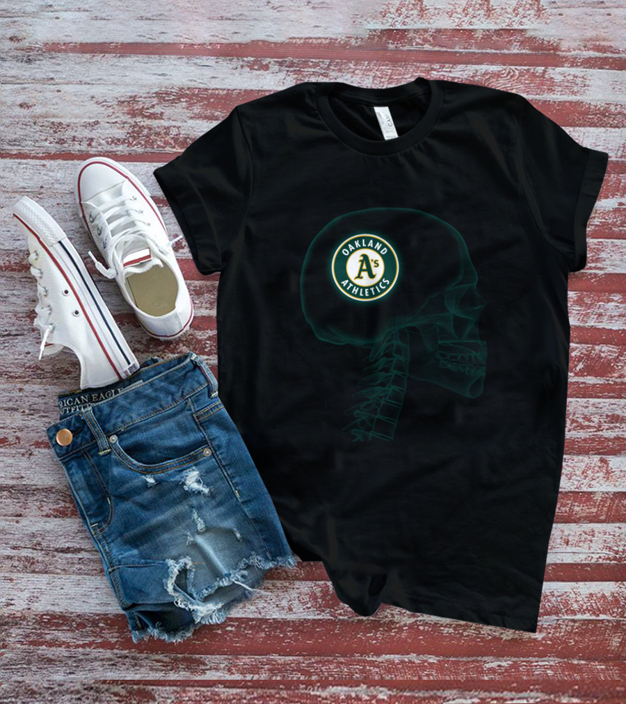 Oakland Athletics In My Brain Halloween Skull T-Shirt