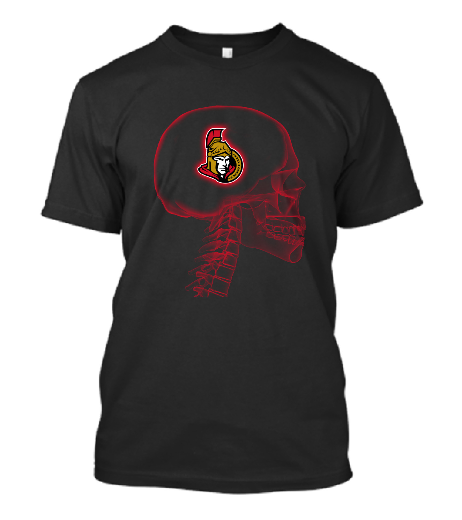 Ottawa Senators Logo Inside Brain Skeleton Halloween T-Shirt