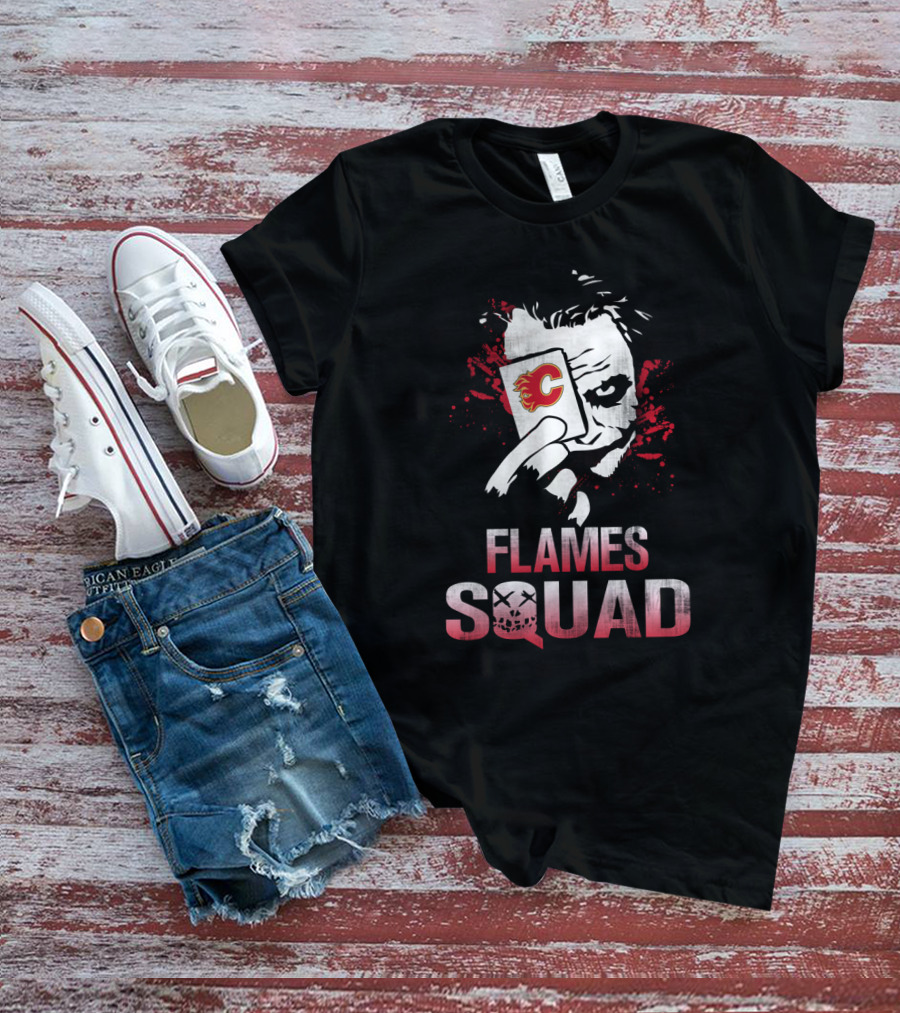 Flames Squad Joker Calgary Flames Fans Playing Card T-Shirt