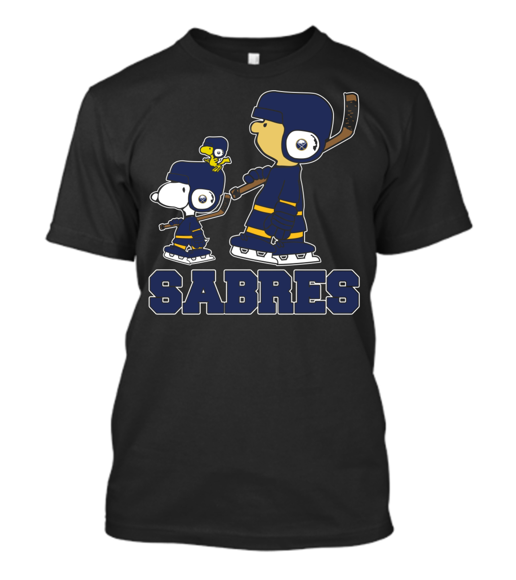 Sabres Snoopy Fans With Buffalo Hockey Team Enthusiasts T-Shirt