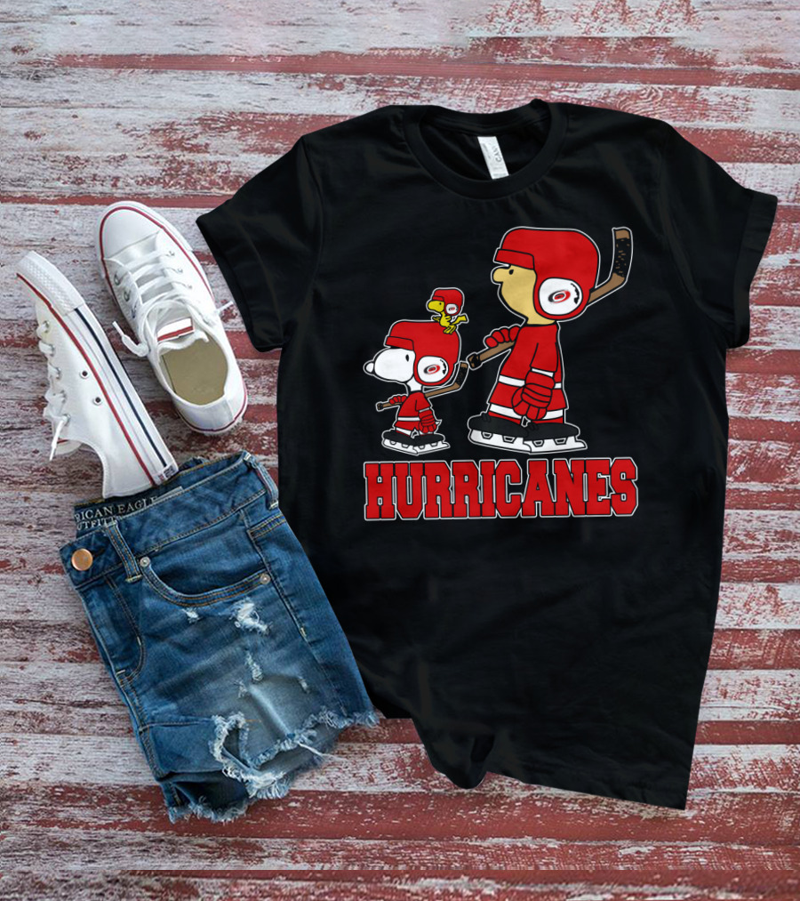 Snoopy Hockey With Carolina Hurricanes Mascot T-Shirt
