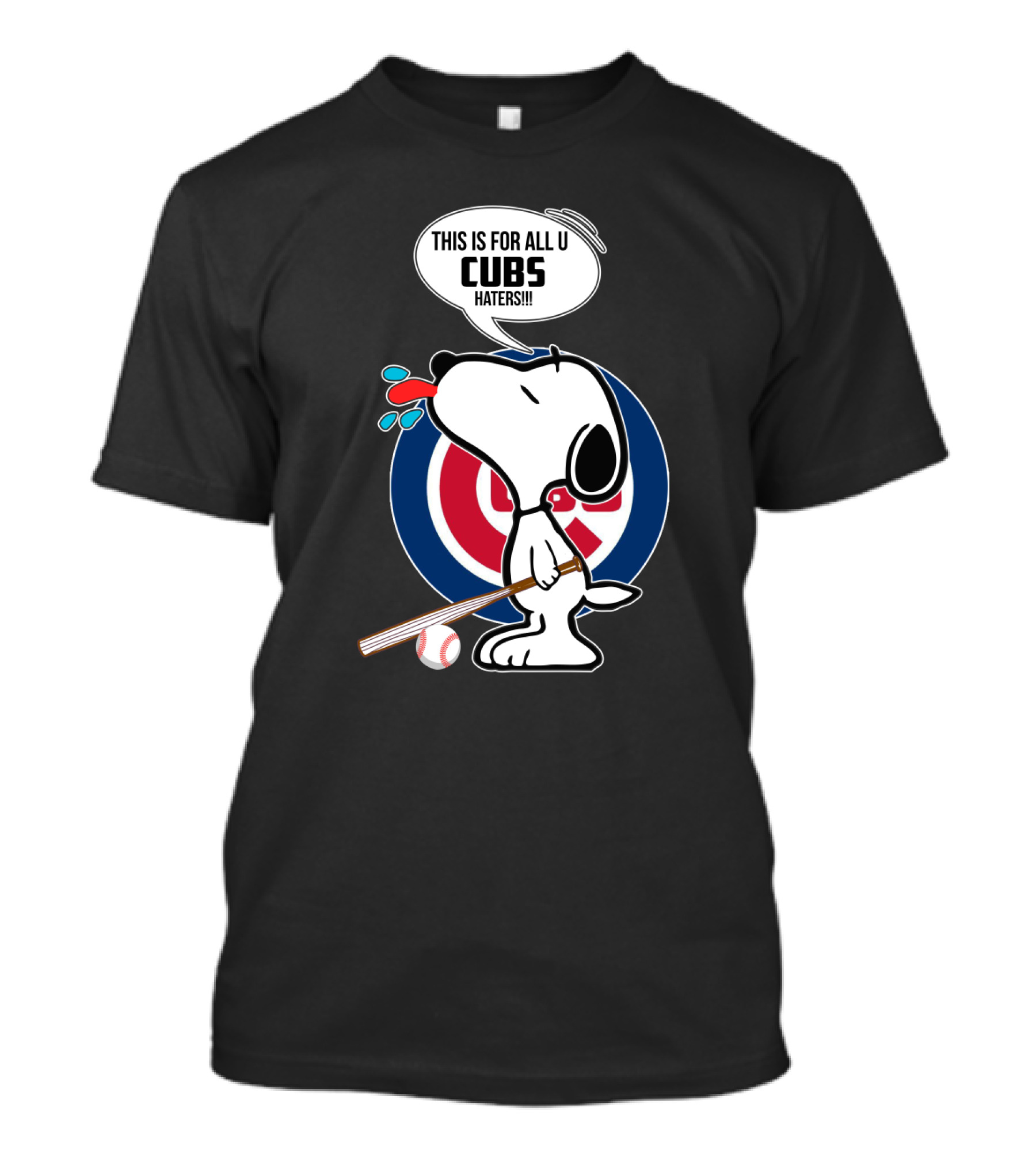 Snoopy Cubs Haters Cartoon Baseball Fan Fun T-Shirt