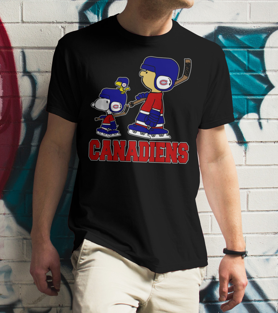 Snoopy Canadiens Fan Hockey Skate With Woodstock And Friends T-Shirt