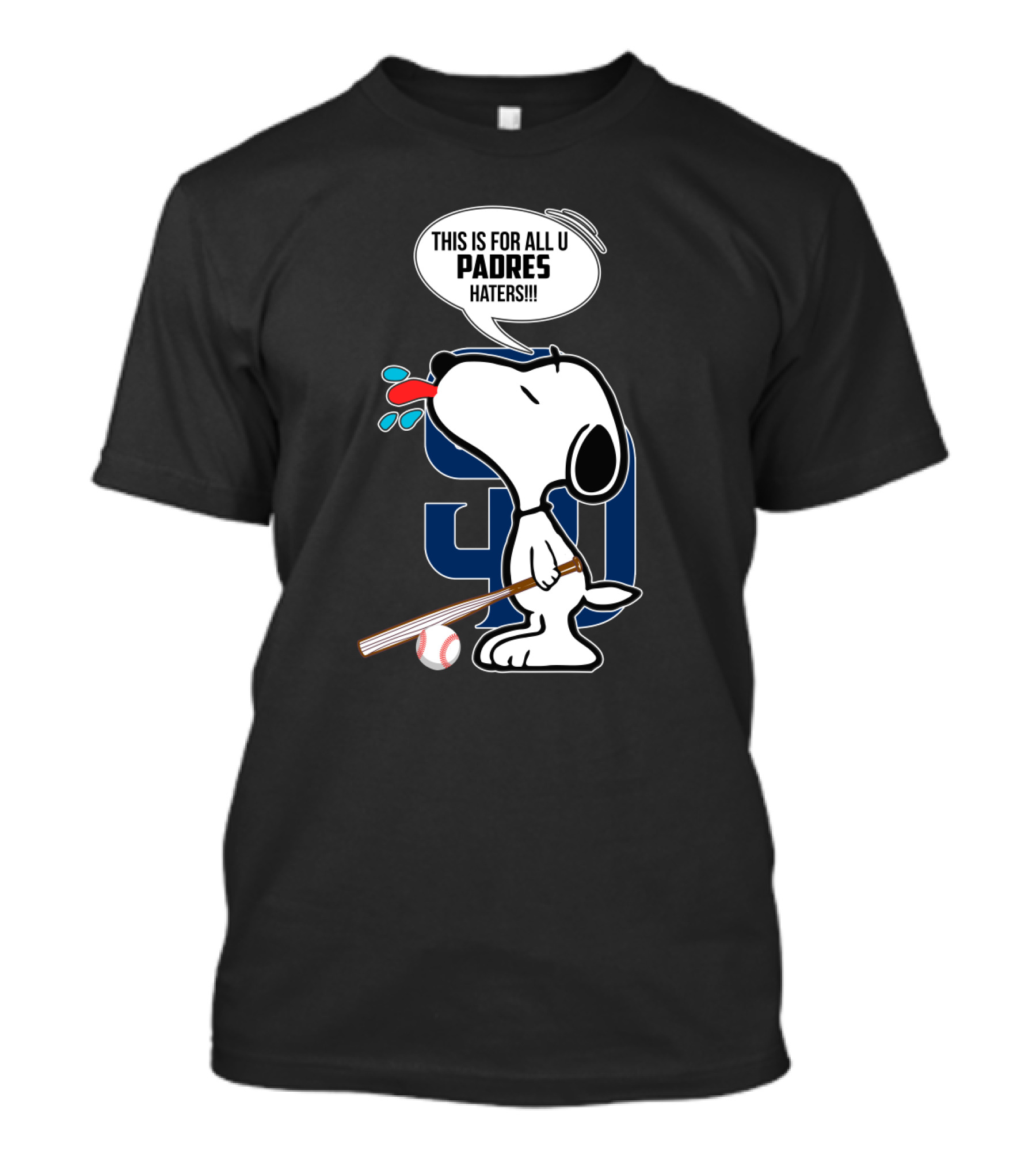 Snoopy Padres Haters Speech Bubble With Baseball And Bat T-Shirt