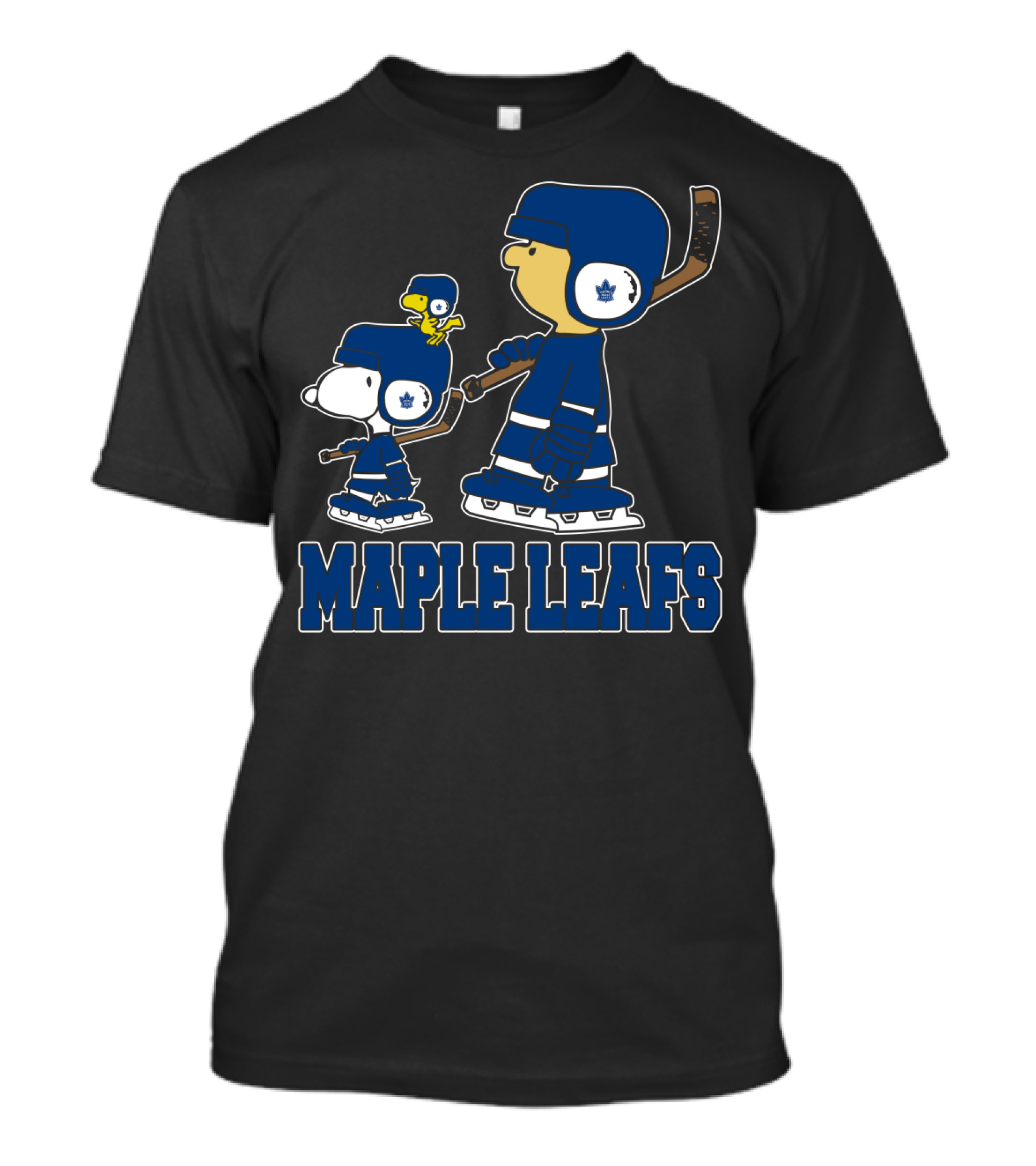 Snoopy And Woodstock With Toronto Maple Leafs Hockey Helmets And Ice Skates T-Shirt
